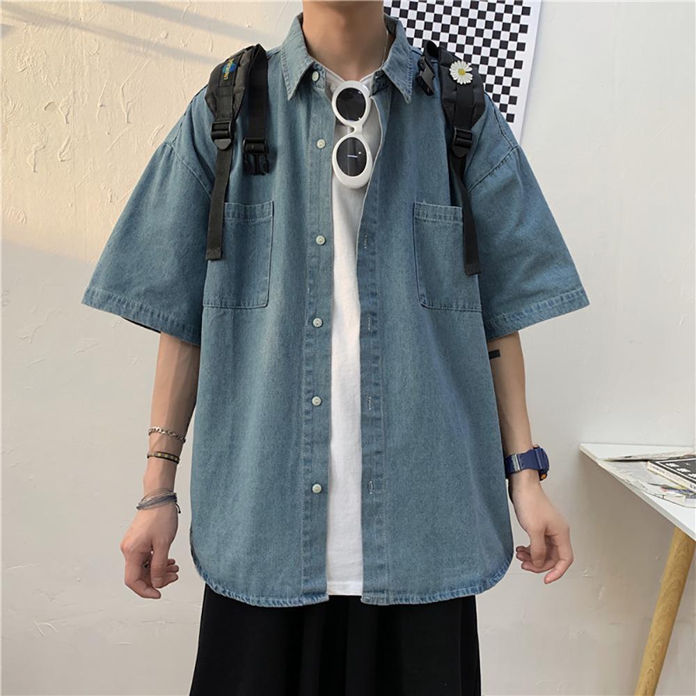 Men Cutaway Collar Solid Casual Shirt