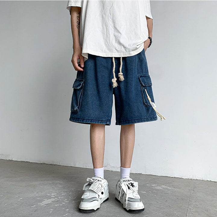 Solid Mid-Rise Denim Shorts