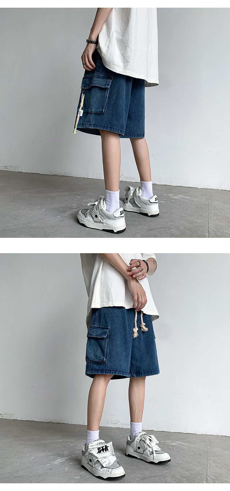 Solid Mid-Rise Denim Shorts