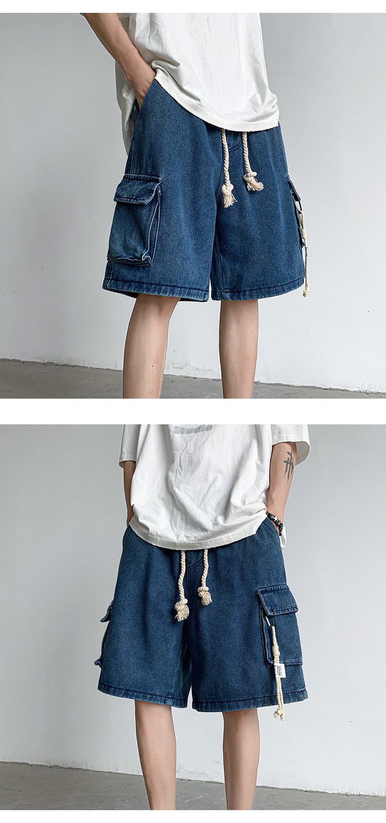 Solid Mid-Rise Denim Shorts