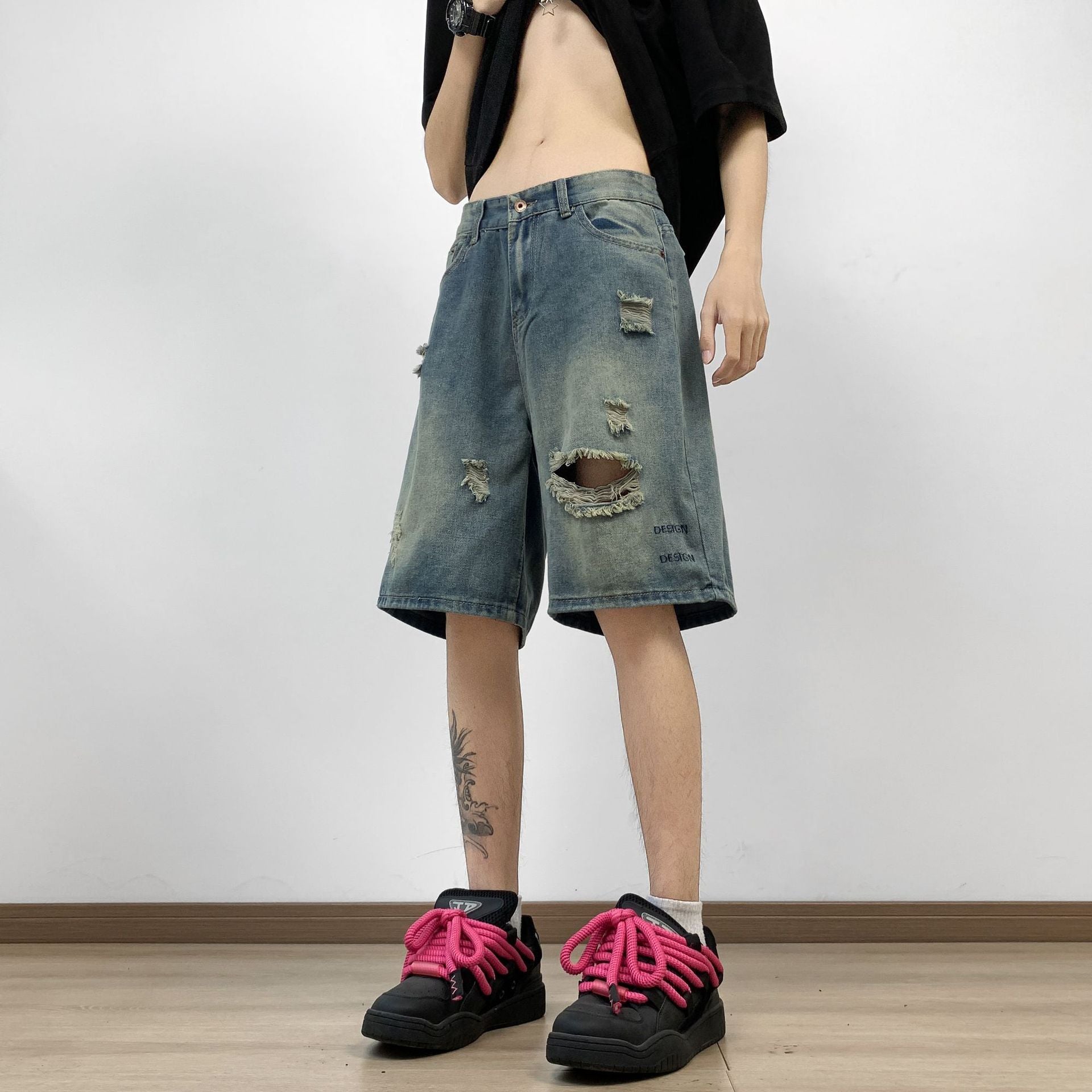 Men Mid-Rise Denim Shorts