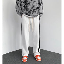 Men Solid Mid-Rise Straight Fit Side Stripe Joggers