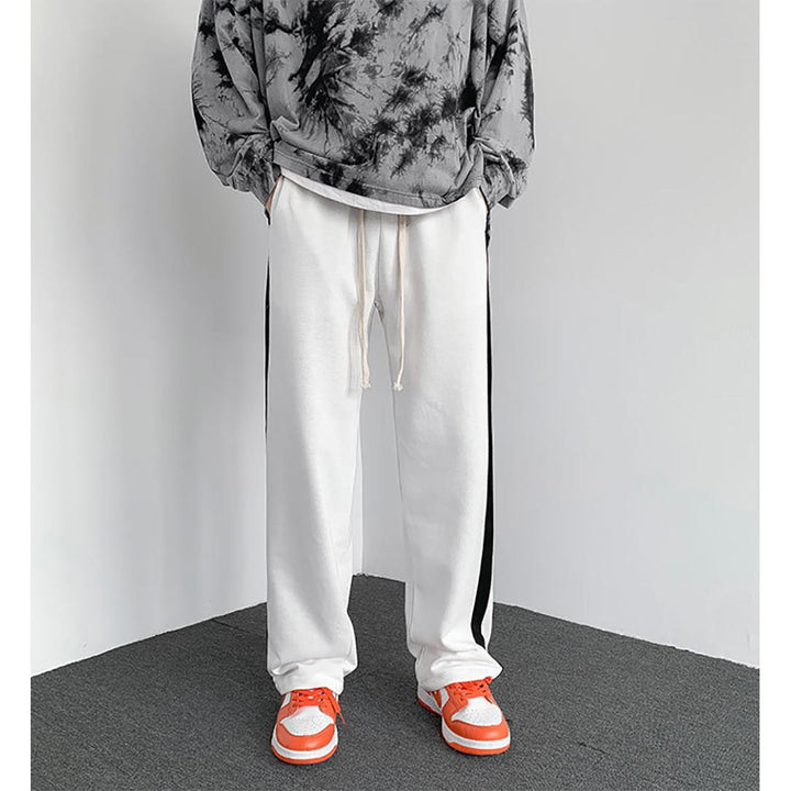 Men Solid Mid-Rise Straight Fit Side Stripe Joggers