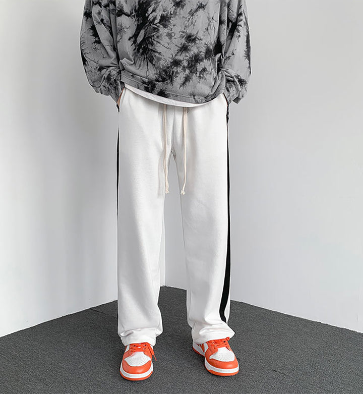 Men Solid Mid-Rise Straight Fit Side Stripe Joggers