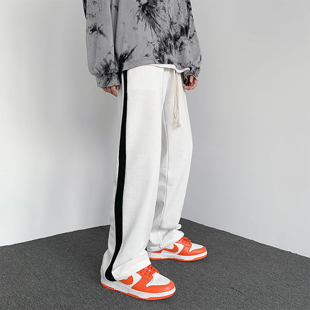 Men Solid Mid-Rise Straight Fit Side Stripe Joggers