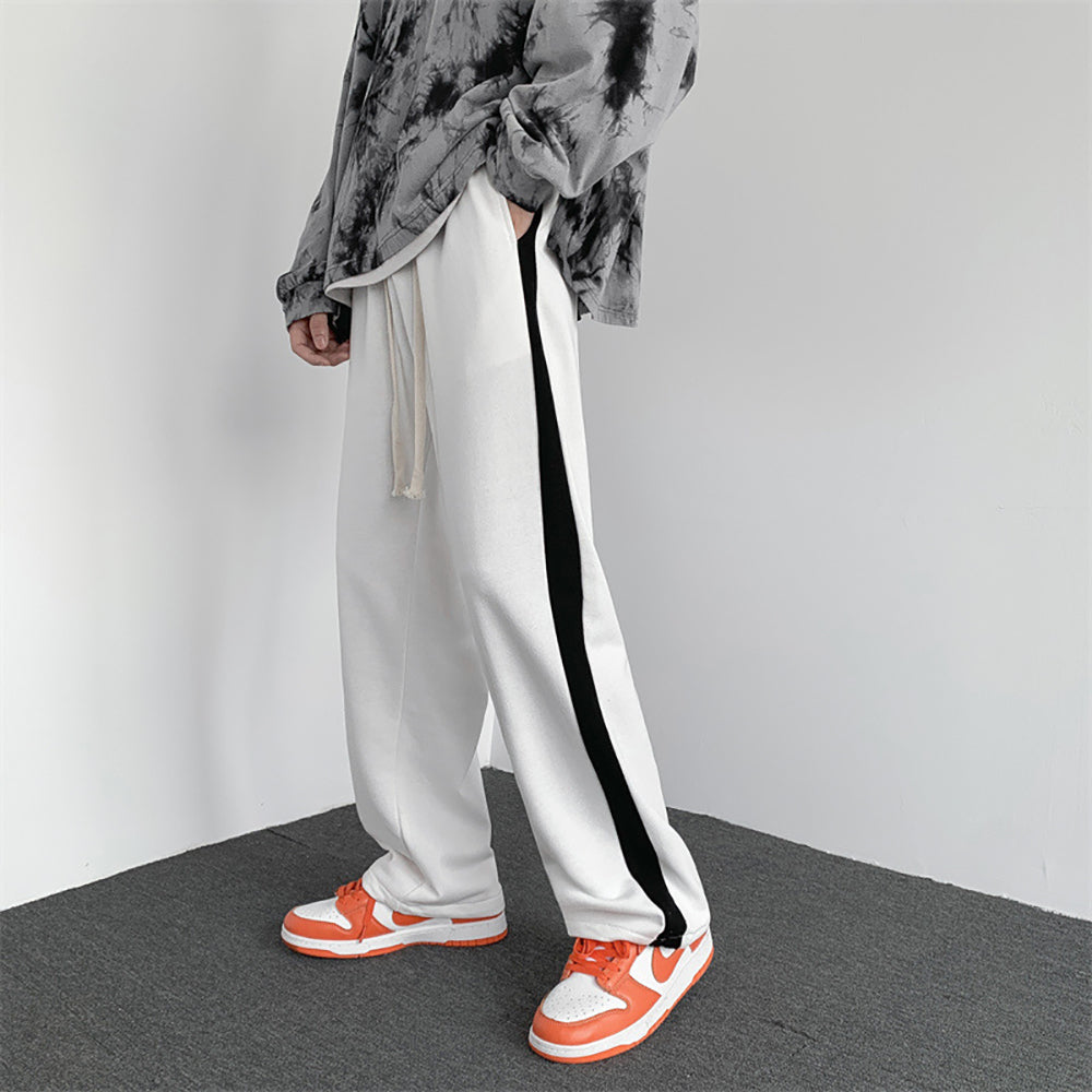 Men Solid Mid-Rise Straight Fit Side Stripe Joggers