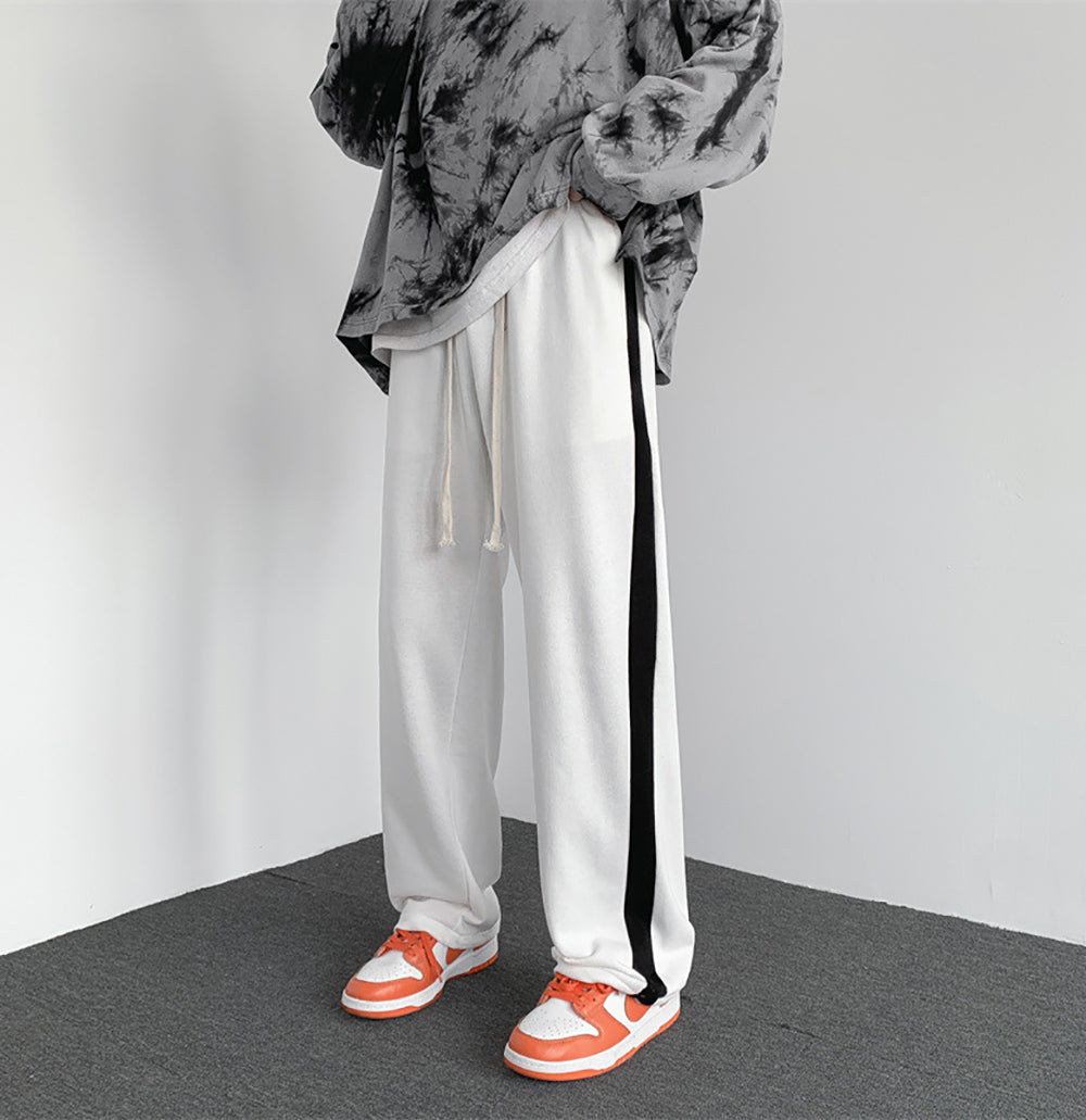 Men Solid Mid-Rise Straight Fit Side Stripe Joggers