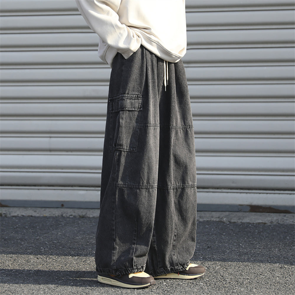 Men Wide Leg Mid-Rise Jeans