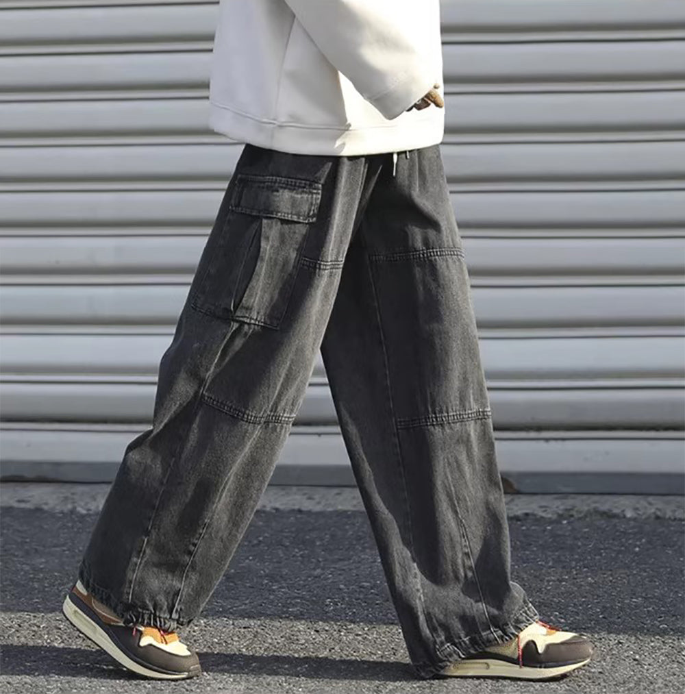 Men Wide Leg Mid-Rise Jeans