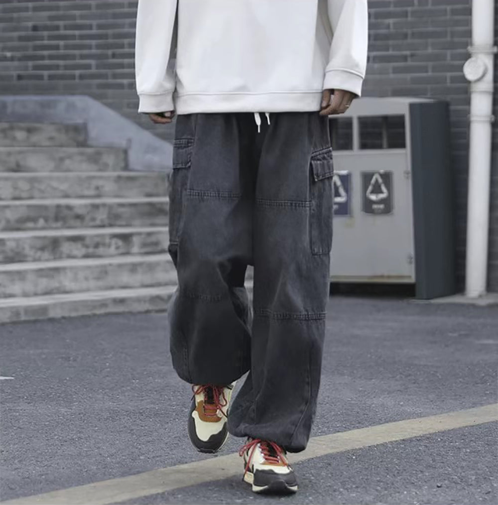 Men Wide Leg Mid-Rise Jeans