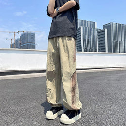 Men Easy Wash Wide Leg Loose Fit Trousers