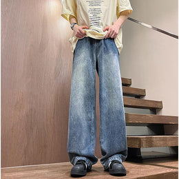 Men Wide Leg Light Fade Jeans