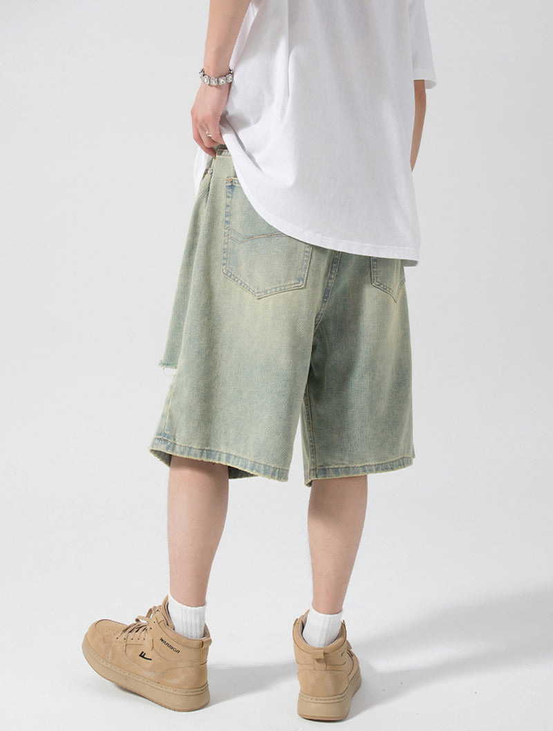 Solid Low-Rise Denim Shorts