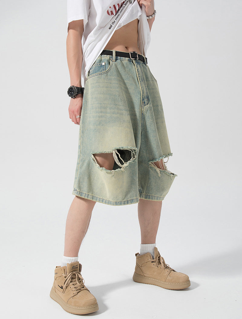 Solid Low-Rise Denim Shorts