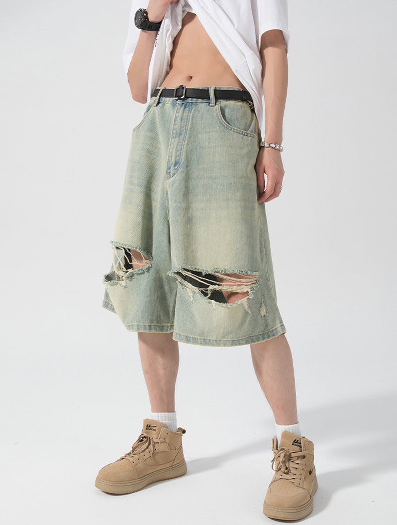 Solid Low-Rise Denim Shorts