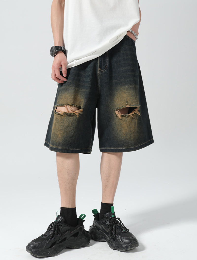 Solid Low-Rise Denim Shorts