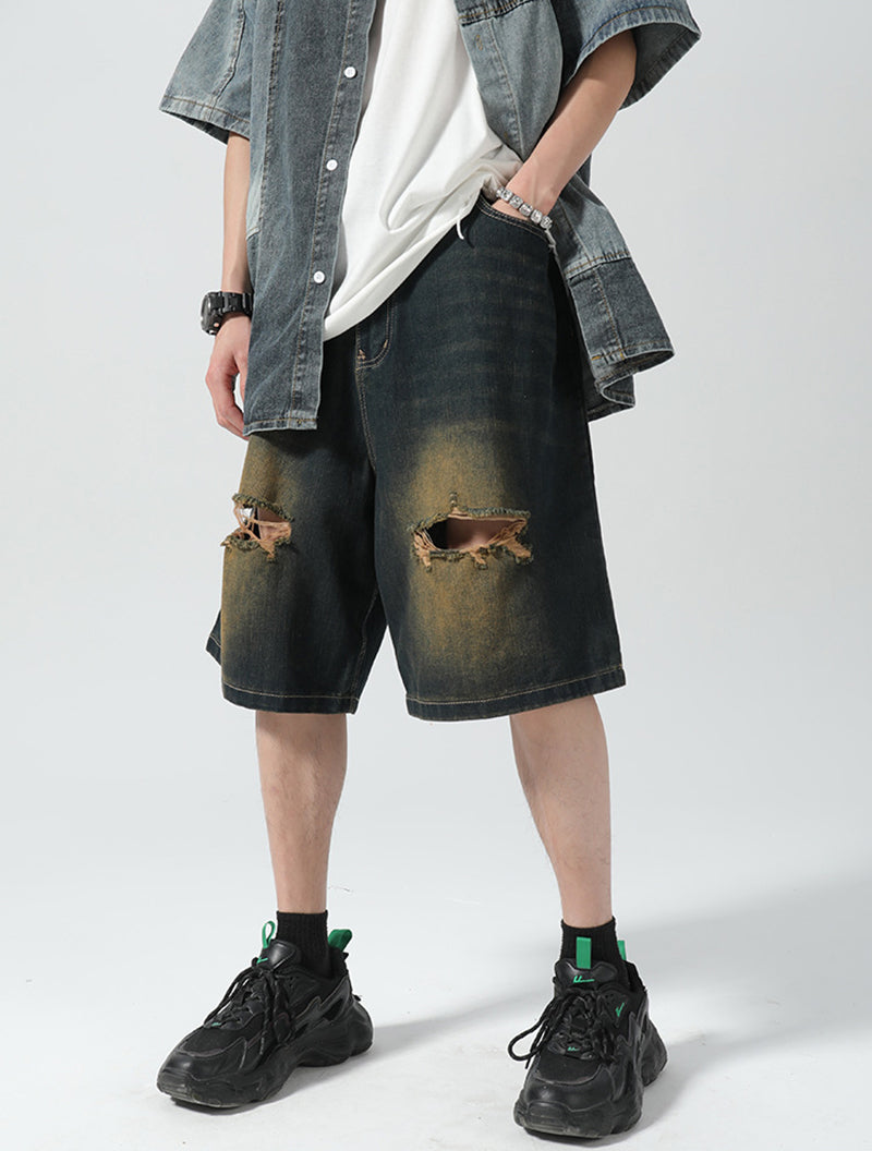 Solid Low-Rise Denim Shorts