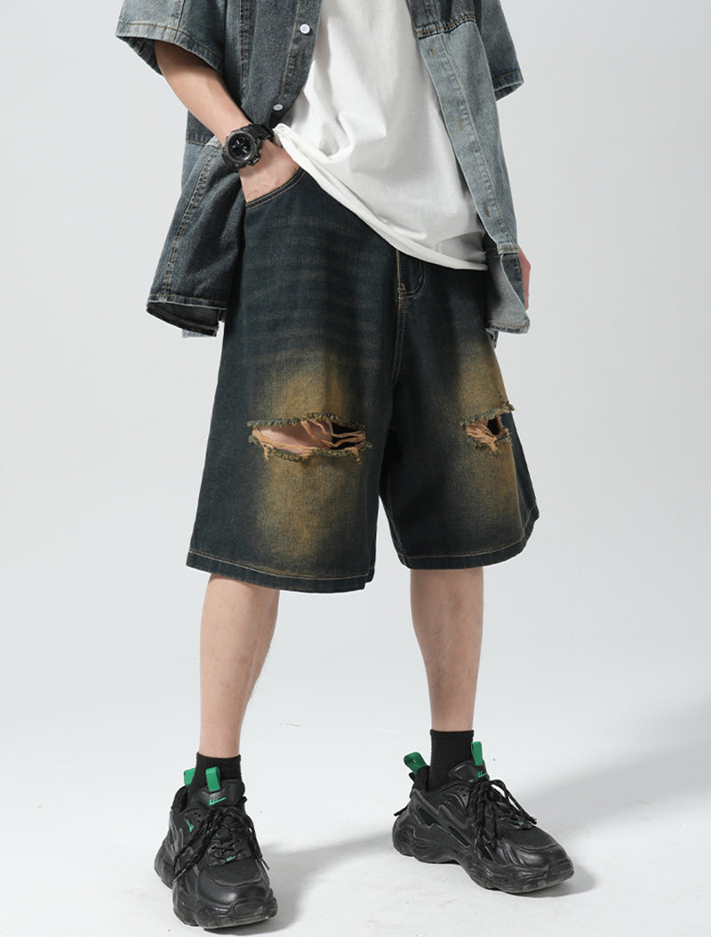 Solid Low-Rise Denim Shorts