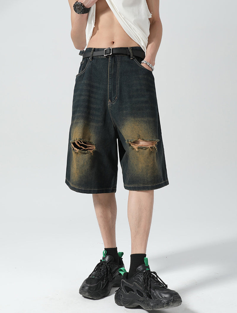 Solid Low-Rise Denim Shorts
