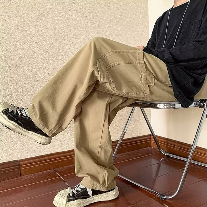 Men Cotton Loose Fit Easy Wash Chinos Trousers