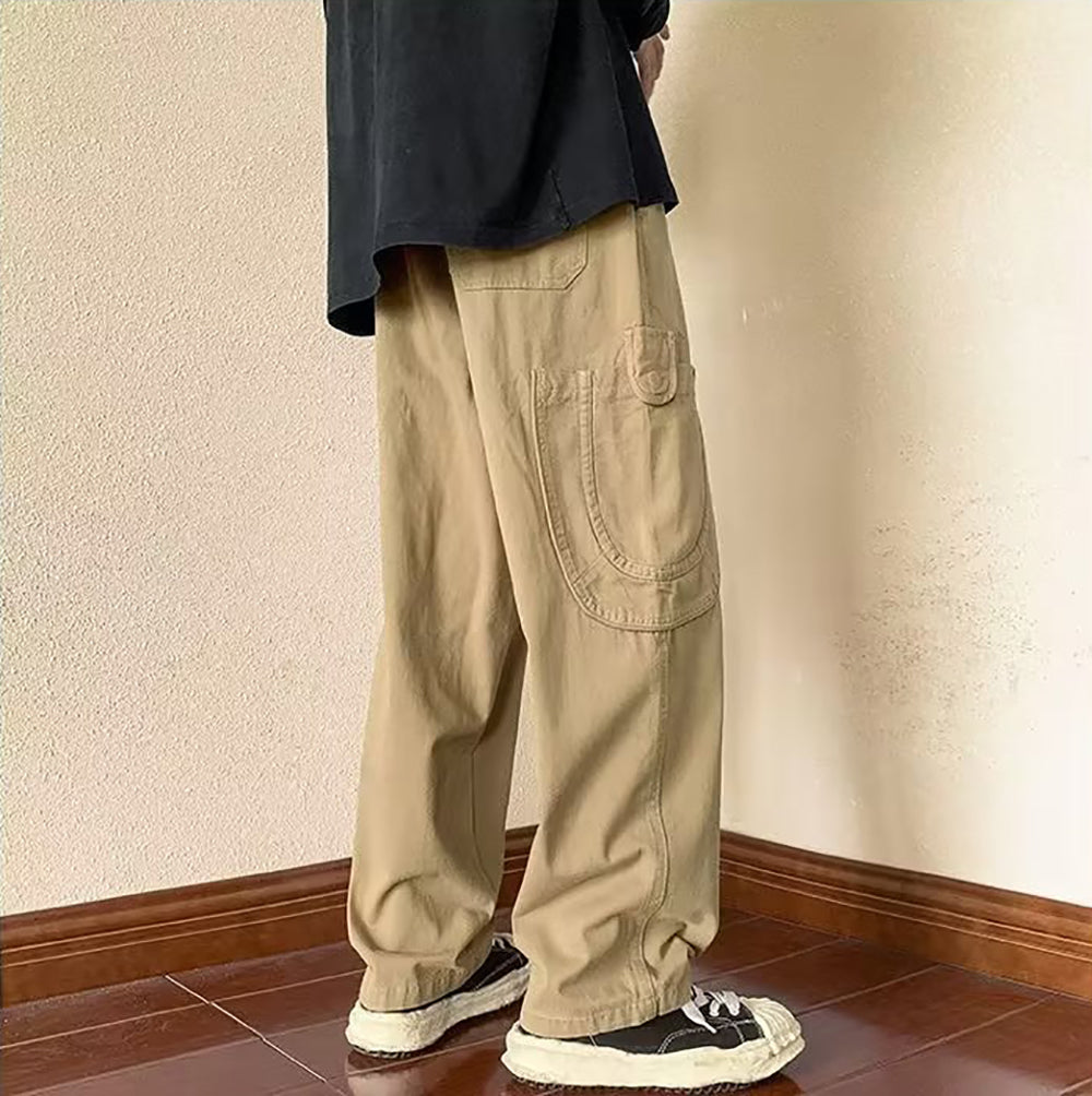 Men Cotton Loose Fit Easy Wash Chinos Trousers