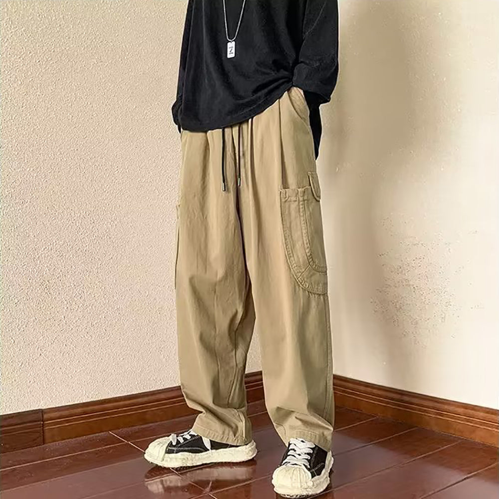 Men Cotton Loose Fit Easy Wash Chinos Trousers