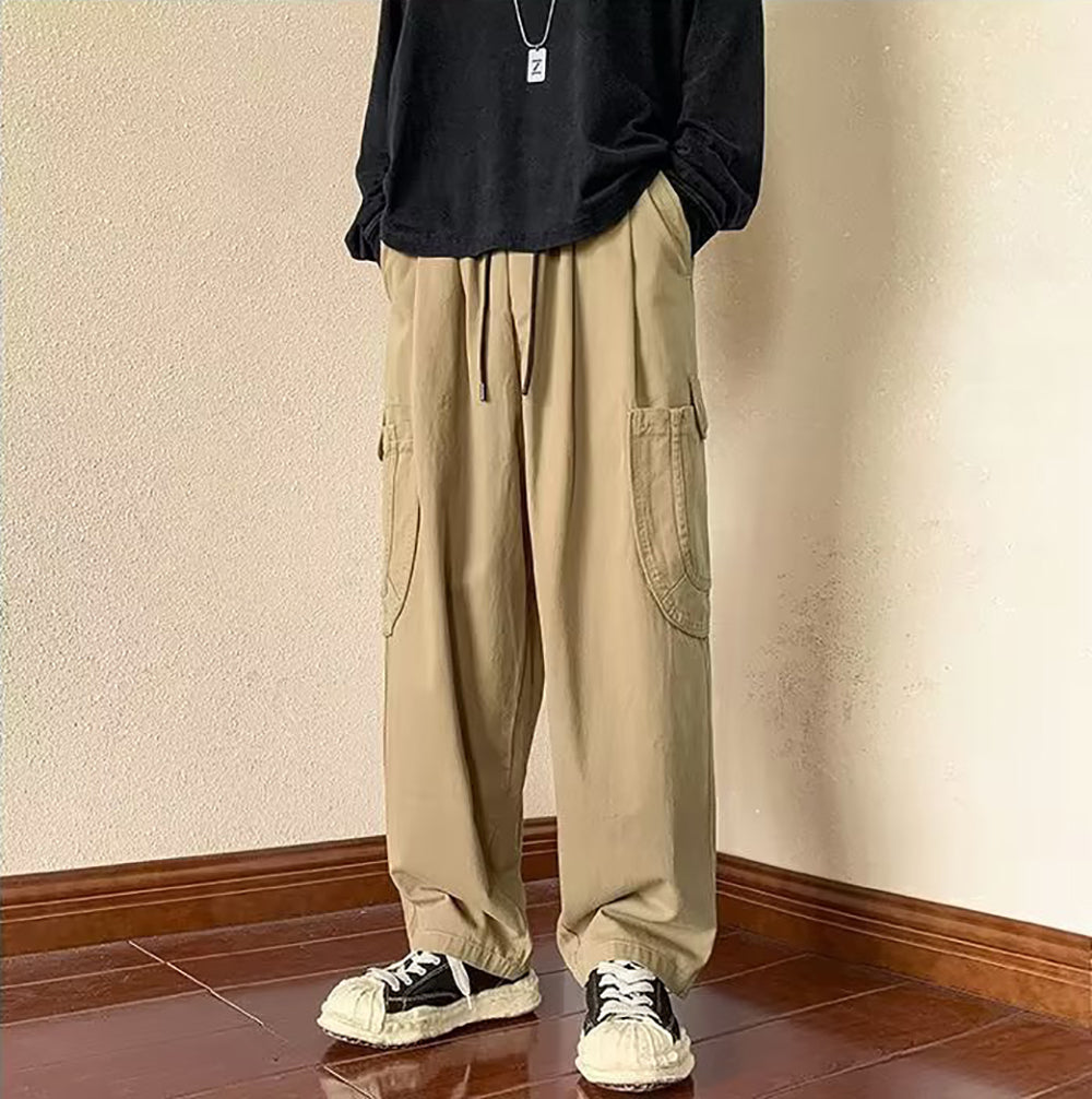 Men Cotton Loose Fit Easy Wash Chinos Trousers
