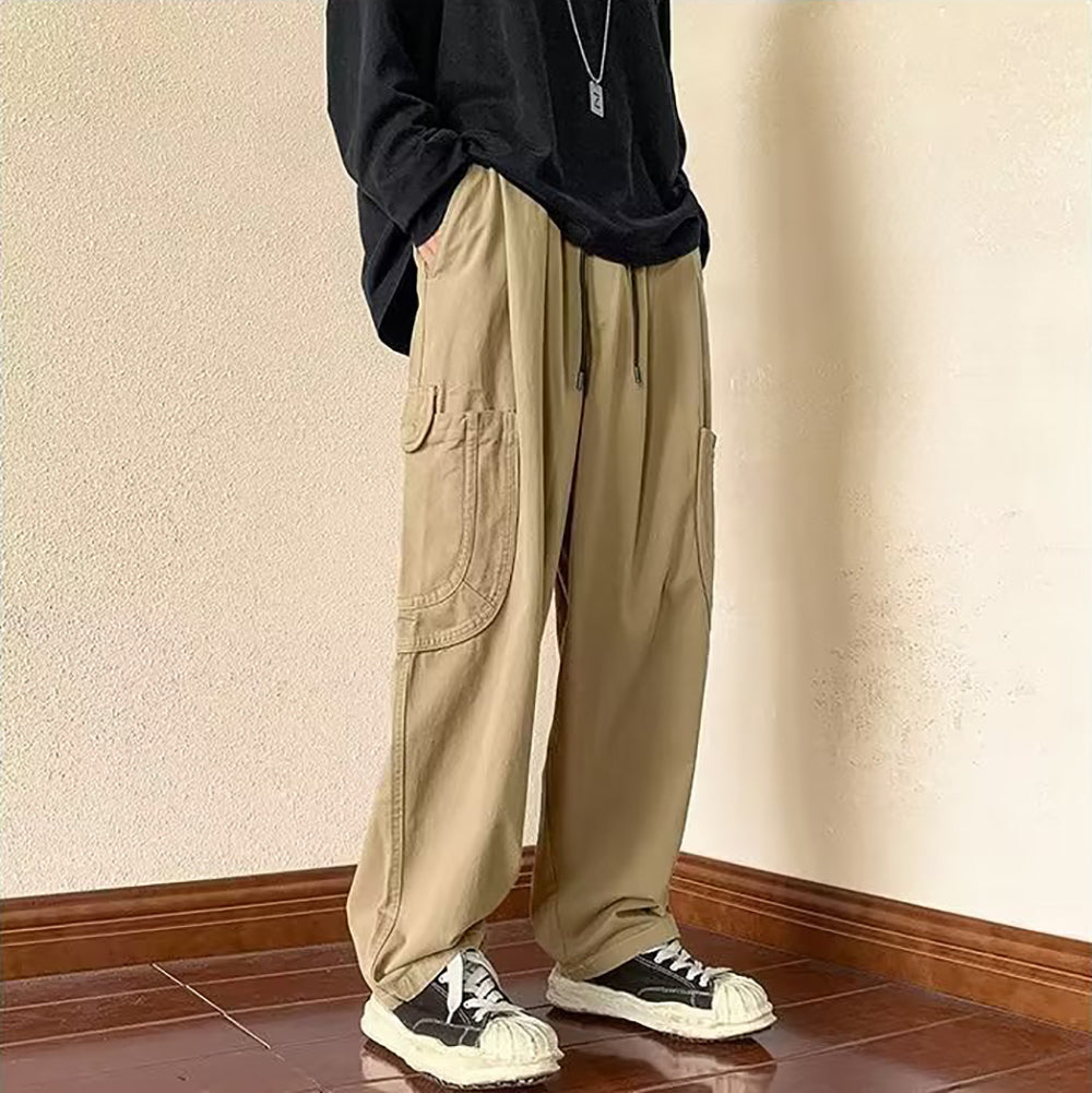 Men Cotton Loose Fit Easy Wash Chinos Trousers