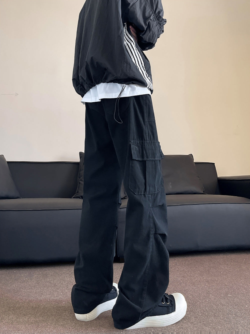 Men Loose Fit Cargo Chinos