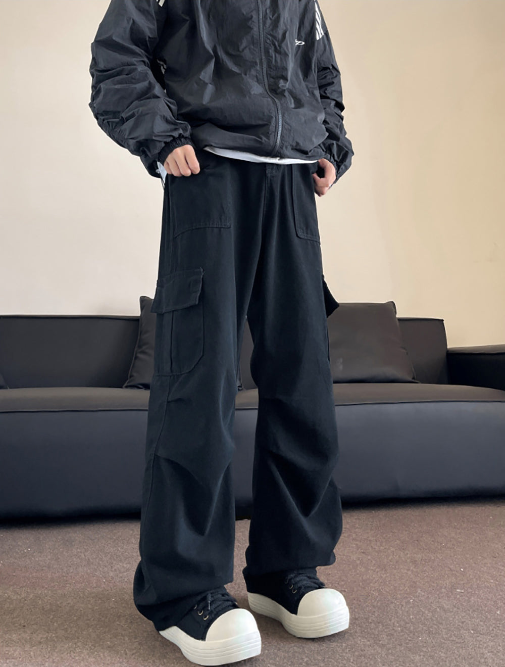 Men Loose Fit Cargo Chinos