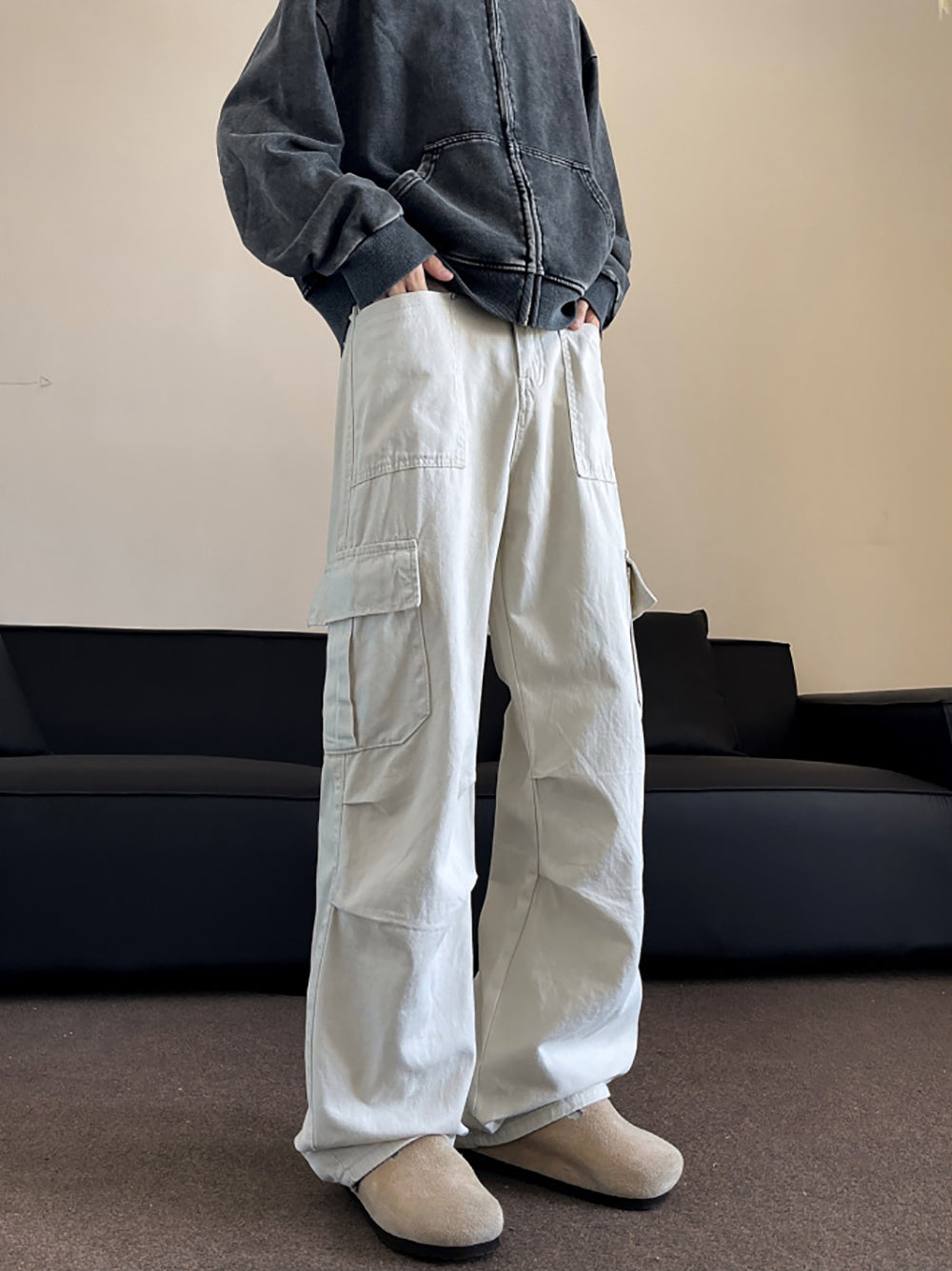 Men Loose Fit Easy Wash Cargo Trousers