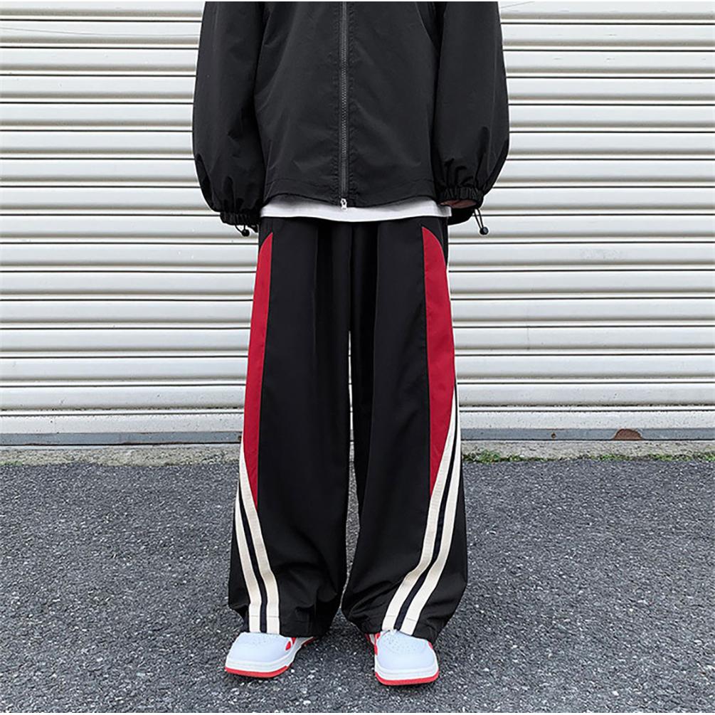 Men Colourblocked Loose Fit Wide Leg Trousers