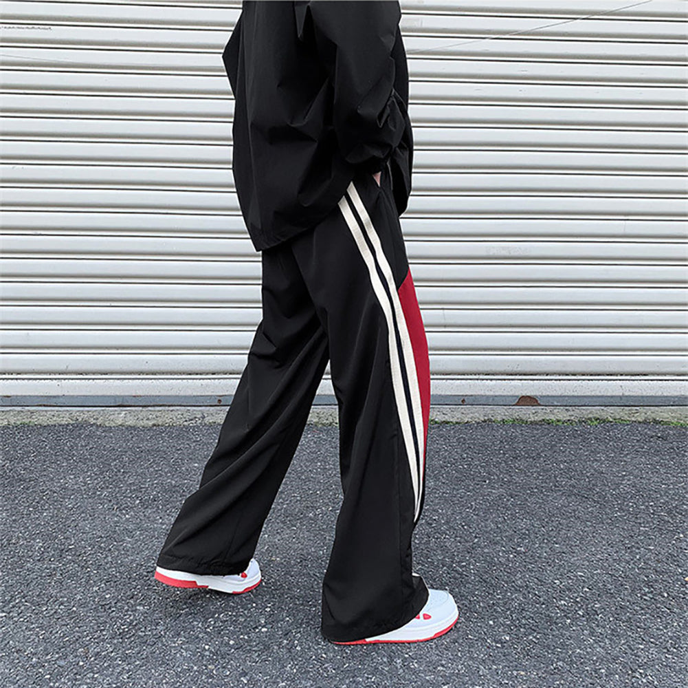 Men Colourblocked Loose Fit Wide Leg Trousers