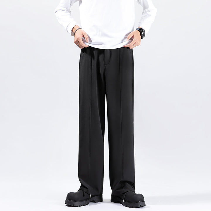 Men Straight Fit Mid-Rise Trousers