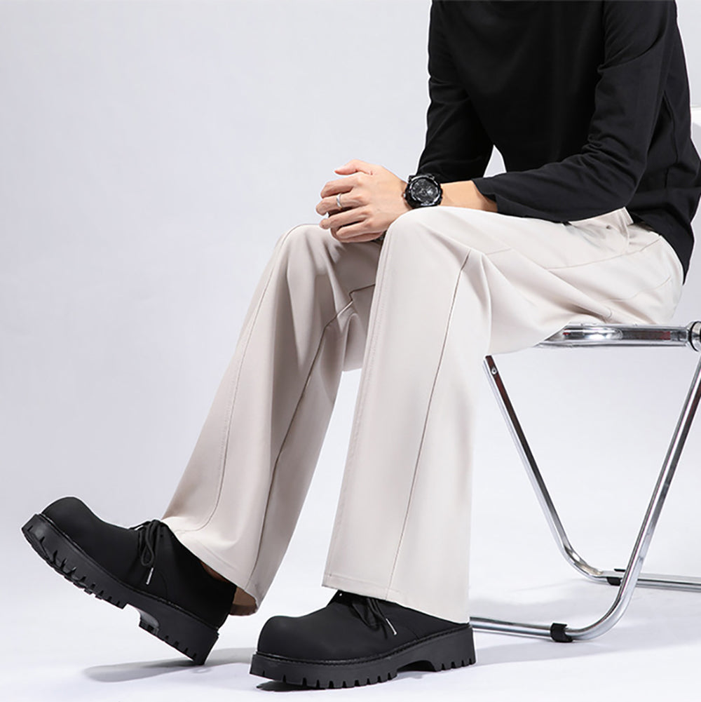 Men Straight Fit Easy Wash Pleated Trousers