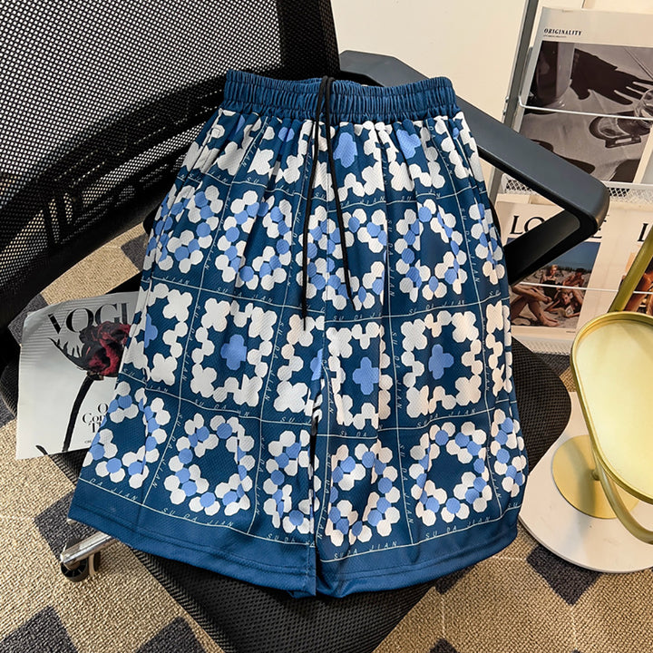 Men Floral Printed Mid-Rise  Regular Fit Cotton Shorts