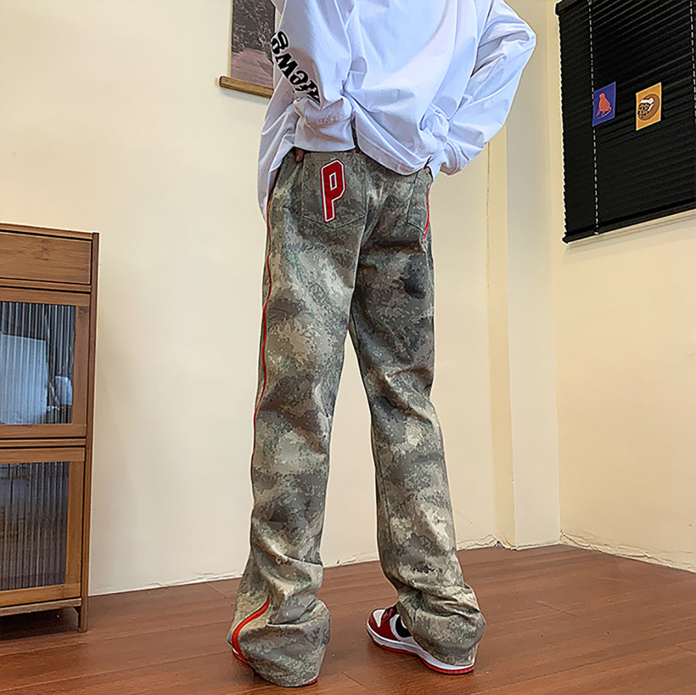Men Camouflage Side Stripes Trousers