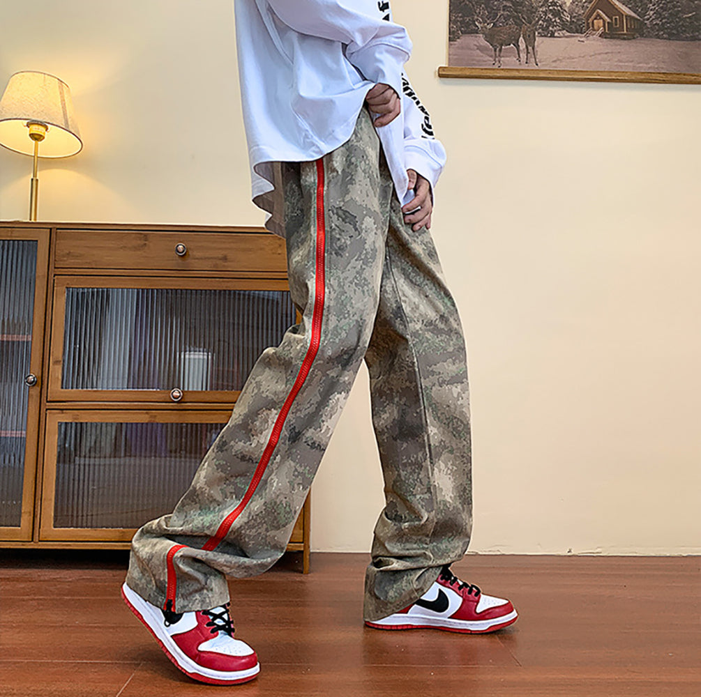 Men Camouflage Side Stripes Trousers