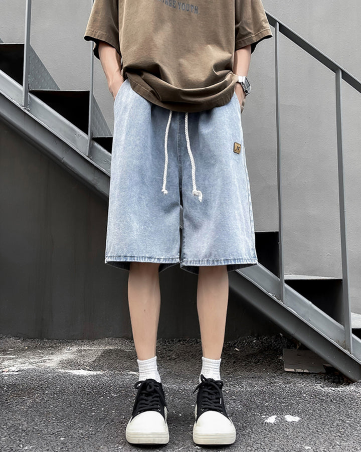 Men Loose Fit Knee Length Denim Shorts
