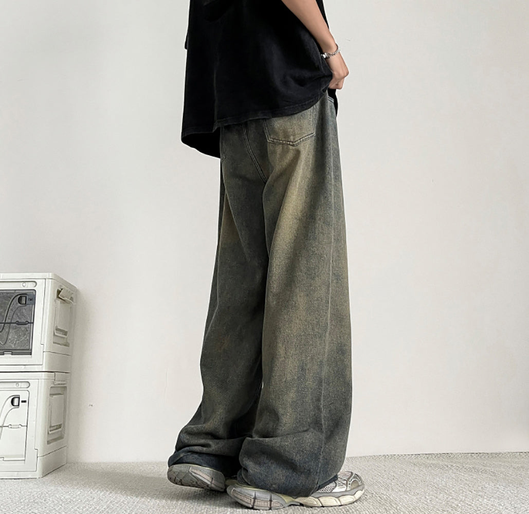 Men Wide Leg Medium Shade Jeans