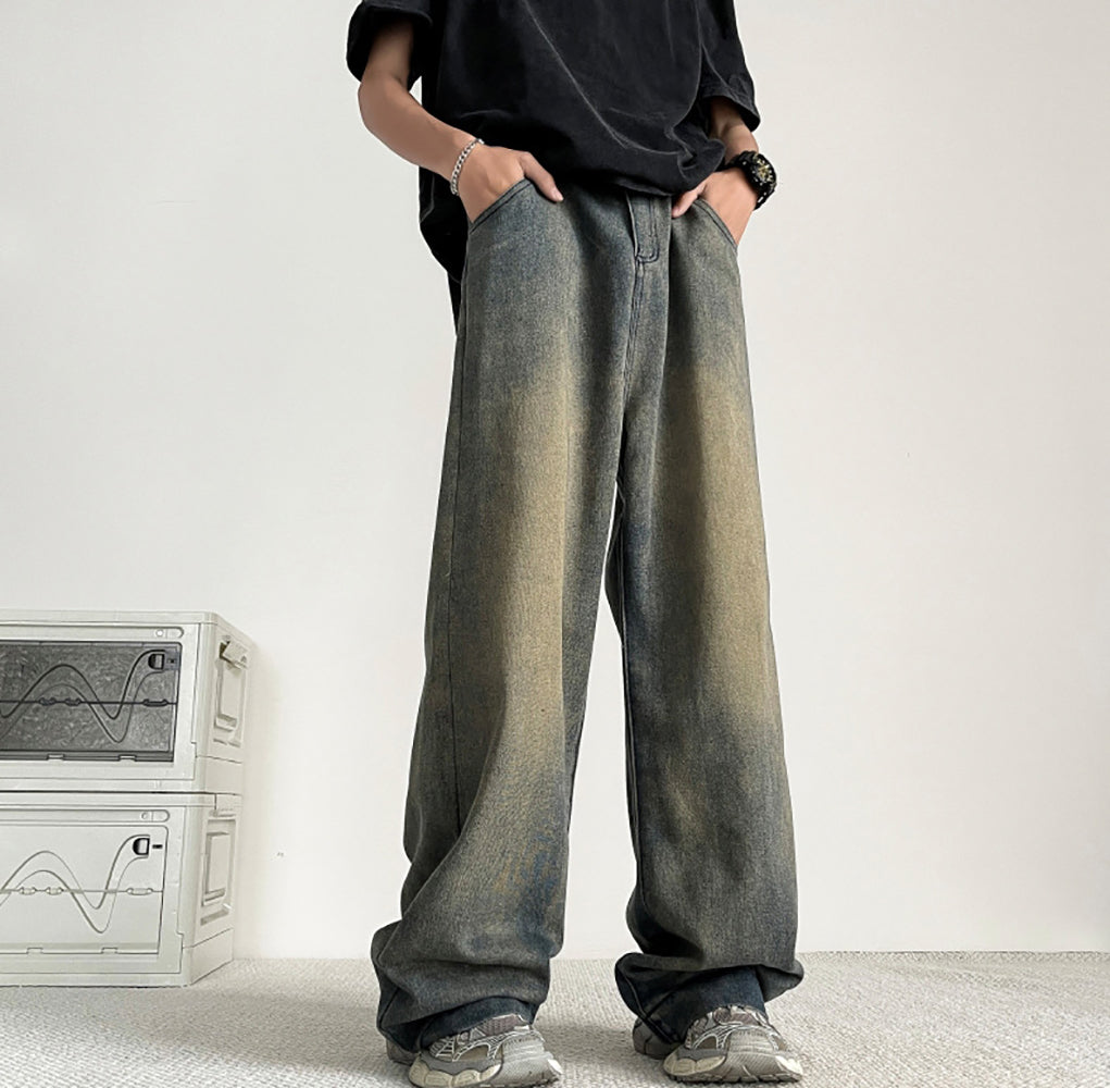 Men Wide Leg Medium Shade Jeans