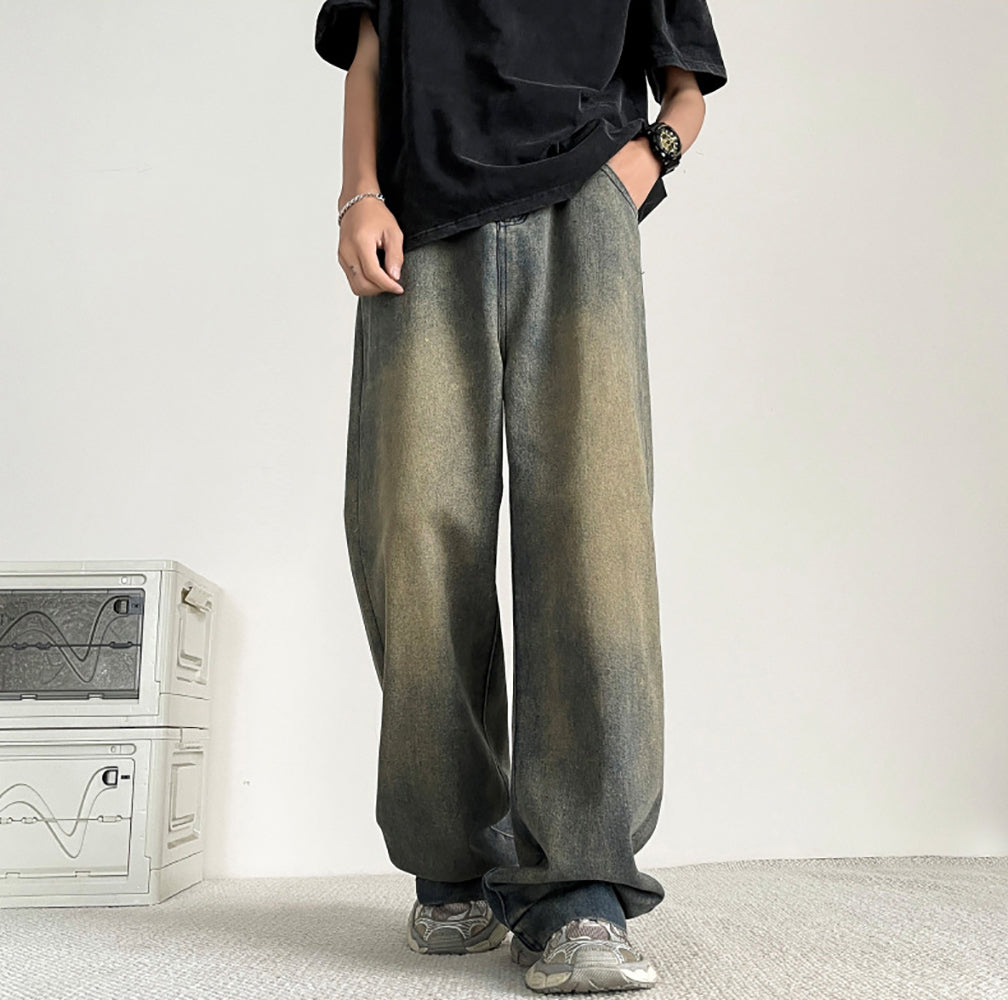 Men Wide Leg Medium Shade Jeans
