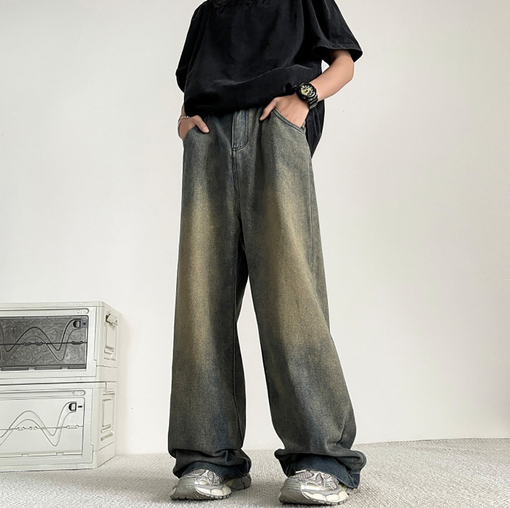 Men Wide Leg Medium Shade Jeans