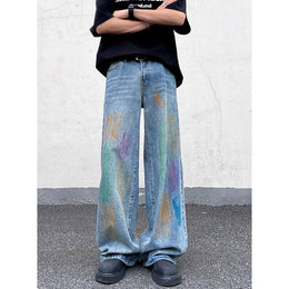 Men Wide Leg Light Fade Jeans