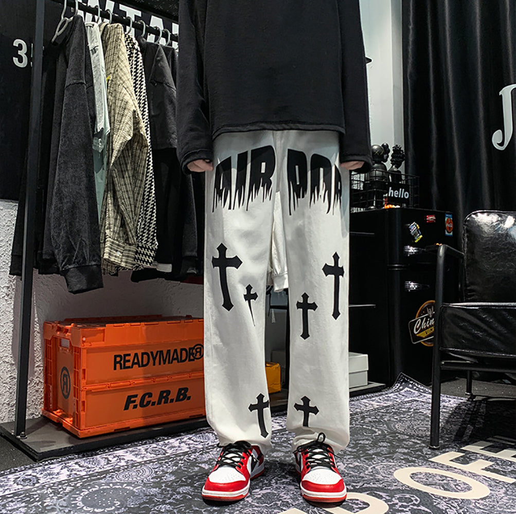 Men Straight Fit Light Fade Printed Jeans