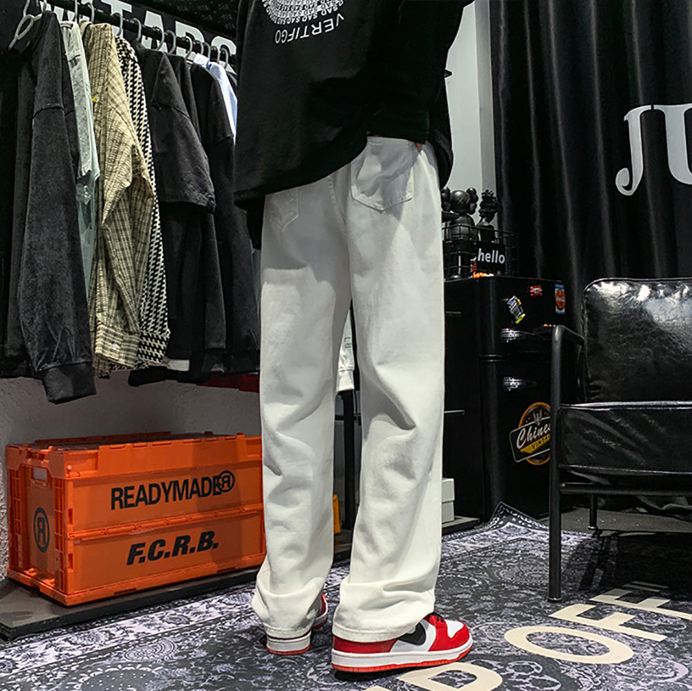 Men Straight Fit Light Fade Printed Jeans