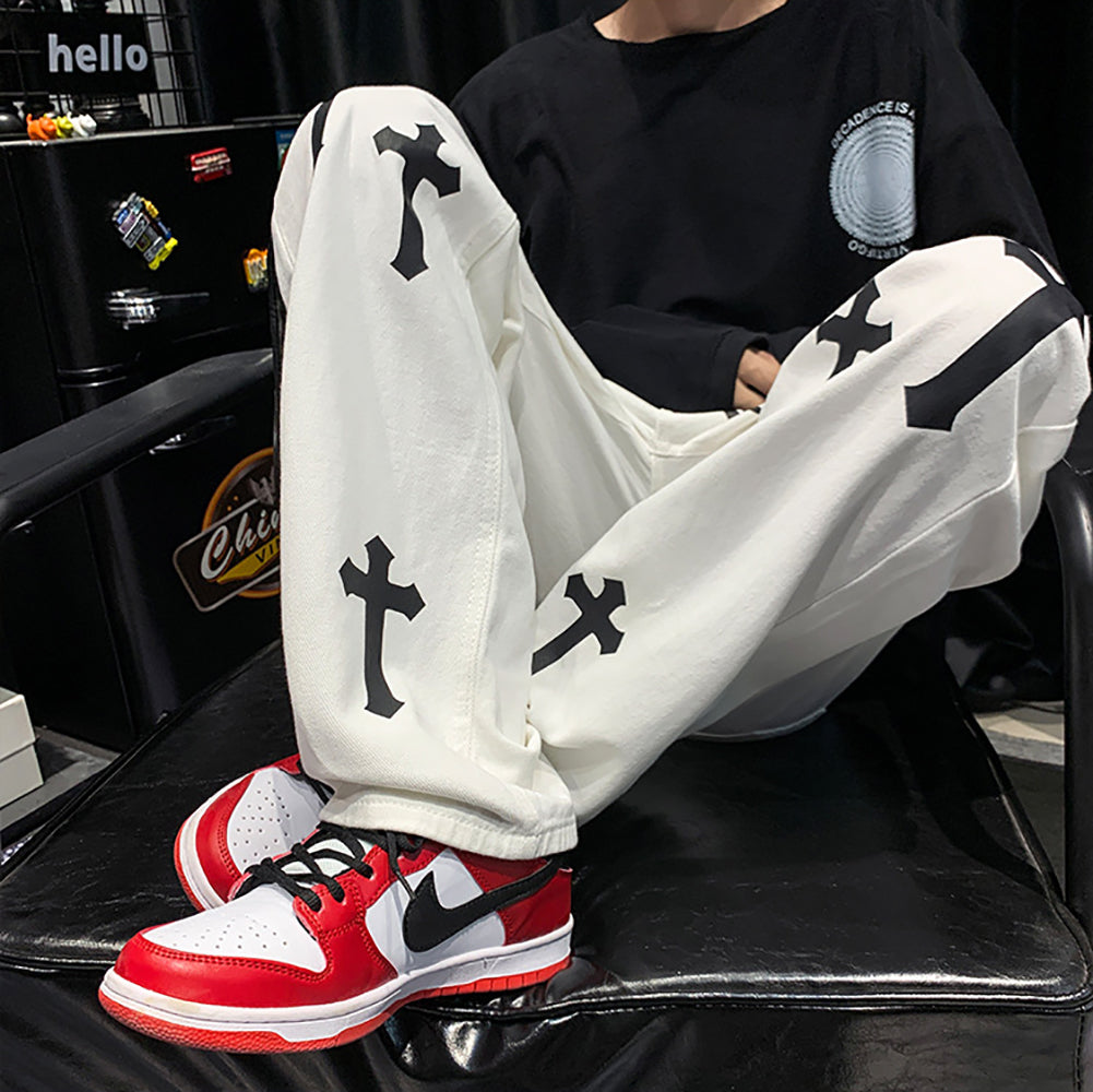 Men Straight Fit Light Fade Printed Jeans