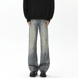 Men Clean Look Heavy Fade Mid-Rise Wide Leg Jeans