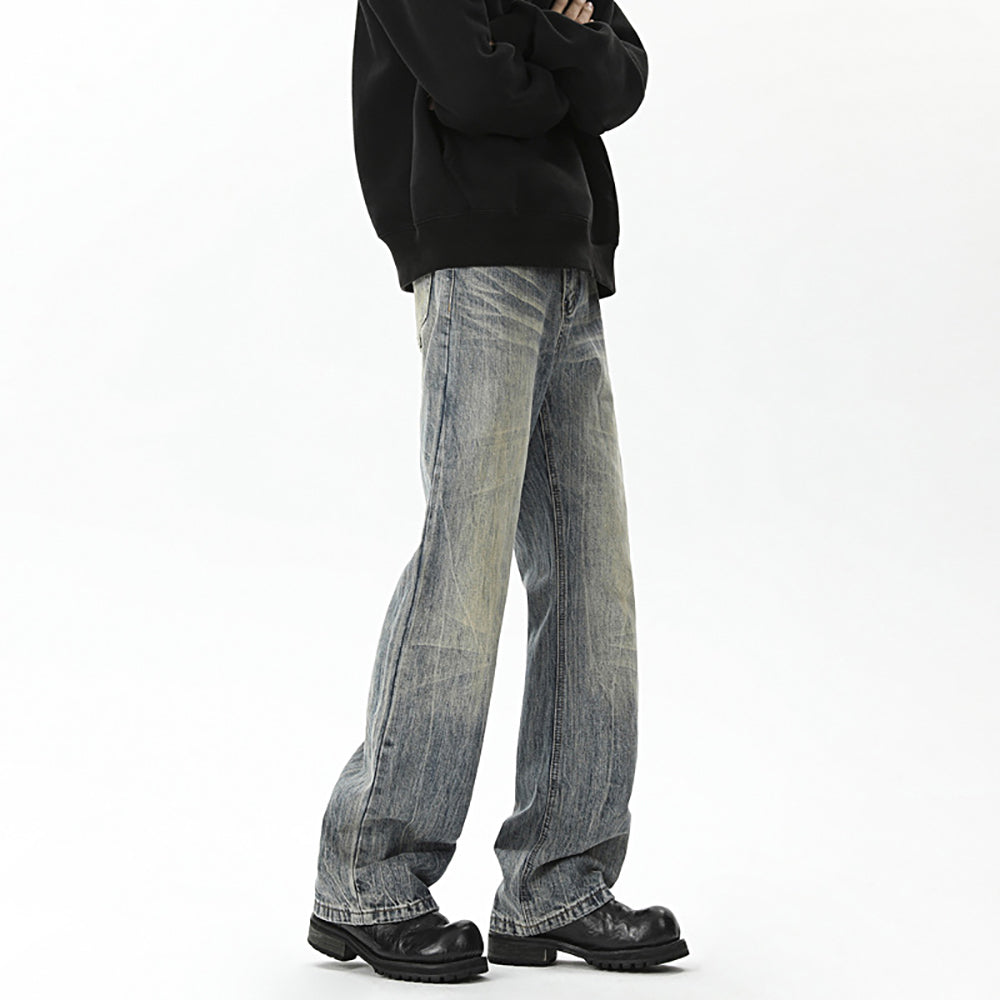 Men Clean Look Heavy Fade Mid-Rise Wide Leg Jeans