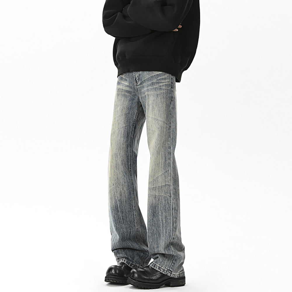 Men Clean Look Heavy Fade Mid-Rise Wide Leg Jeans